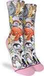 Good Luck Sock Women's Animals Drinking Bubble Tea Socks, Adult