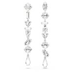 Swarovski Women Mesmera Drop Earrings, Asymmetrical Design, Mixed Cuts, Long, White, Rhodium Plated