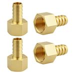 (4 Pack) Besosay 1/2 Inch Hose Barb to 1/2 Inch NPT Female Thread Fitting, Brass Quick Connector Coupler Adapter Reducer Air M Type Fitting, Quick-Connect Fitting