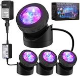 IMAGE Pond Lights Submersible Lights [Set of 4] with Timer IP68 Underwater Lights Aquarium Spot Light 48LED Landscape Lamp for Swimming Pool Fish Tank Fountain Pond Decoration
