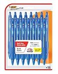 BIC Atlantis Bold Blue Ballpoint Pens, Bold Point (1.6 mm), 15-Count Pack, Retractable Ballpoint Pens With Comfortable Full Grip