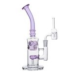 Glass Honeycomb Bong Handmade Water Pipe Perc Wax 14.4mm Bongs with Quartz Banger Cap Bowl for Bongs (Purple)