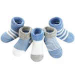 Domee Baby Winter Socks Warm Thick Terry Cotton Pack of 5 Blue 6-12 Months (Manufacturer Size M)