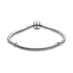 PANDORA Jewelry - Moments Snake Chain Charm Bracelet for Women in Sterling Silver with Clear Cubic Zirconia, 8.3 IN / 21 CM