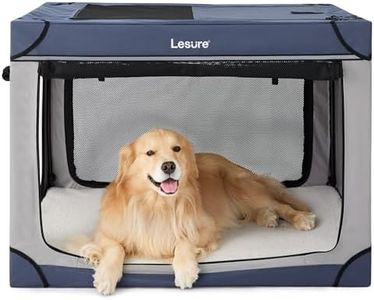 Lesure Soft Collapsible Dog Crate - 42 Inch Portable Travel Dog Crate for Extra Large Dogs Indoor & Outdoor, 4-Door Foldable Pet Kennel with Durable Mesh Windows (Blue)