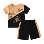 Toddler Baby Boys Summer Clothes Infant Short Sleeve Dad+ Me Print Sweatshirts Tops Shorts 2PCS Outfits Set Brown 4-5T