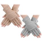 Yolev 2 Pairs Sunblock Fingerless Gloves for Women UV Sun Protection Wrist Length Gloves Fingerless Gloves for Girls Women Summer Outdoor Driving