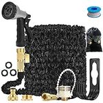 Expandable Garden Hose, Expanding Water Magic Hose - Lightweight,Durable & Felxible Hose Pipe -8 Function Spray Gun/Hose Hanger/Storage Bag/Brass Fittings, Best Choice for Watering and Washing (50ft)