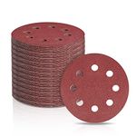 100Pcs Sandpaper Set, 5 inch 8 Holes Loop Sanding Discs, 10 Different Grades Including 40, 80, 120, 180, 240, 320, 400, 600, 800, 1200 Grits for Random Orbital Sander