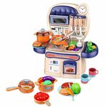 Sobebear Kids Kitchen Plastic Cooking Set, 40cm Simulation Spray Kitchen Toy, Pretend Role Play Set Game for Girls Boys, 3-6 Years Old (Blue)