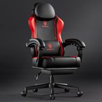 Dowinx Gaming Chair for Adults with Pocket Spring Cushion Computer Chair with Footrest and Massage Lumbar Support, Ergonomic High Back Video Game Chair for Office or Gaming, Red