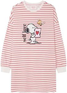 women'secret Camisón 100% algodón Snoopy Rayas Nightdress, Naranja Calabaza, M para Mujer
