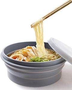 IYYI ME.FAM Silicone Collapsible Bowl, Camping Bowl with Lid, 800ml Folding Bowl for Camping, Hiking, Portable Expandable Bowl (Gray)