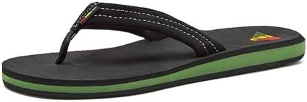 Quiksilver Men's Carver Suede 3 Point Flip Flop Athletic Sandal, Black/Yellow/Red, 14