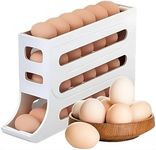 Homello 30 Eggs Storage Dispenser for Fridge - Stackable Plastic Egg Tray Box with Auto Rolling Feature - Egg Dispenser for Fridge 30 eggs - Egg Rack for Fridge - Egg Organizer for Kitchen (WHITE)