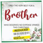 Funny Christmas Card for Brother with Reduced Sticker, Holly & Ivy Design, Brother Xmas Card, Merry Christmas Brother, Humorous Card for Him, Novelty Joke Gift for Brother Idea, 148mm