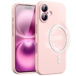 JETech Magnetic Silicone Case for iPhone 16 6.1-Inch, Compatible with MagSafe, Silky Soft Touch, Shock Absorbing Phone Cover with Camera Lens Full Protection (Light Pink)