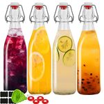 ZEBEIYU 32oz Beer Bottle,Swing Top Glass Kombucha Bottles with Stoppers for Brewing, Beverages, Smoothies, Kefir, Beer, Soda, Juicing, Kombucha, Oil, Water, Milk, Vinegar(4 Pack)