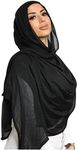 Txameru Women's Hijab Viscose Hijab for Women Muslim Cotton Hijab Fashion Hijab Scarf, Black, standard