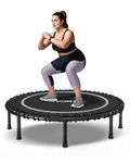 BCAN 48" Foldable Mini Trampoline, Silent Bungee Cord, Stable & Quiet Exercise Rebounder for Adults Indoor/Garden Workout Max 550LBS - Silver