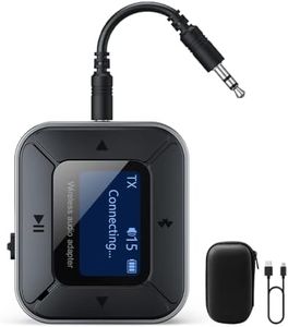 Ifofo Bluetooth Transmitter Receiver for Airplane 2-in-1 Bluetooth 5.3 Wireless Audio Adapter Supports 2 Headphones/Airpods Low Latency Works for 3.5mm Aux for Tv Mp3 Player Gym Equipment Stereo Car