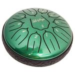 LeSage Steel Tongue Drum for Adults 6 inch 11 note Meditation Handpan Drum Relaxation Sound Healing Therapy Metal Drum Instrument With Song Booklet Green