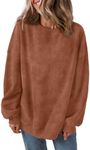 Trendy Queen Womens Oversized Sweatshirts Hoodies Long Sleeve Pullover Sweaters Fall Fashion Outfits Clothes 2024 Brown S