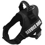 (L:chest 70cm - 90cm ;neck 60cm - 70cm , Black) - Fairwin Service Vest Dog Harness - Adjustable Nylon with Removable Reflective Patches for Service Dogs Large Medium Small Sizes