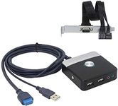 Reset HDD Button Switch，GELRHONR Desktop PC Computer Case Power Supply Supplies on/Off with Dual USB Ports，Audio Ports and Reset HDD Push Button Switch for Home, Office, Internet Cafes(Cable 120CM