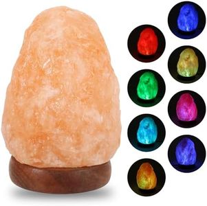 Wrcevtor USB Himalayan Salt Lamp with 7 Colors Changing, Natural Salt Rock Night Lamp Mini Crystal Salt Lamp for Home Decor and Gift- Natural Shaped, Premium Wood Base