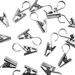 Super Z Outlet 1.5 x 0.5-Inch Satin Nickel Curtain Clips with Hook, 20 Hooks, Silver