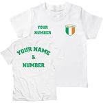 lepni.me Kids Personalised Football Jersey Ireland | Your Name and Number | Irish Flag Badge | Custom T-Shirt | Football Championship 2024 (1-2 Years White Multi Color)