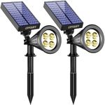 URPOWER Solar Lights 2-in-1 Solar Powered 4 LED Adjustable Spotlight Wall Light Landscape Light Bright and Dark Sensing Auto On/Off Security Night Lights for Patio Yard Driveway Pool… (Warm White)