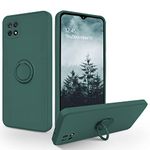 SouliGo Samsung A22 5G Case Samsung Galaxy A22 5G Case Silicone Gel 360° Ring Holder Kickstand for Magnetic Car Mount Slim Soft Rubber Protective Shockproof Phone Cover- Midnight Green