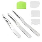 Offset Spatula Set with Dough Scraper and Cake Scraper Set, Stainless Steel Cake Icing Spatula for Baking, Professional Cake Decorating Spatula Icing Spreader with 6", 8", 10" Blade