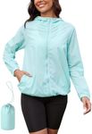 PITINAN Hiking Rain Jacket Women Packable Lightweight Windbreaker Jacket Women Waterproof Rain Jacket Lightweight Outdoor Windbreaker Rain Coat Shell for Hiking, Travel Light Blue M