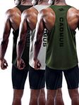 Cadmus Men's 3 Pack Running Muscle Tank Top Dry-Fit Gym Sleeveless Y-Back Shirts Training Fitness Vest,Black,Grey,Olive Green,XL