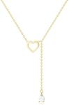 Tewiky Gold Heart Necklace for Women Cute, 14k Gold Plated Trendy Open Heart Teardrop Cubic Zirconia Choker Necklace, Dainty Gold Necklace Simple Gold Necklace Jewelry for Women Gift