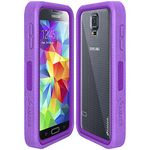 Amzer Crusta Rugged Case Tempered Glass with Holster for Samsung Galaxy S5, Retail Packaging, Purple on Purple