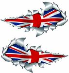 metal rip open,British union jack flag sticker.150mm