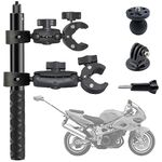 Higatful Motorcycle Bike Handlebar Clamp Mount with 47" Invisible Selfie Stick compatible for Insta360 ONE X3 X2 X RS R Go 2 3 Action Camera