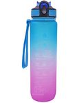 Spanker Plastic You Did It Motivational Leakproof Water Bottle with Strap 30Oz (900 Ml Time Marker, Bpa Free Fitness Sports Water Bottle, Blue Purple Sstp, Pack of 1)