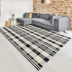 Aoczes Buffalo Plaid Rug 5x8 Cotton Woven Rug Black and Off White Checkered Outdoor Rug Front Porch Decor Washable Indoor Outdoor Area Rug for Living Room Bedroom Dining Room Patio Farmhouse Carpet