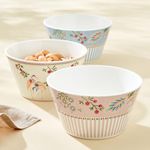 Home Centre Mandarin Crane Set of 3 Bone China Printed Bowls - 470ml