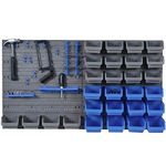 DURHAND 44 Pcs On-Wall Garage DIY Storage Unit with 28 Cubes 10 Hooks 2 Boards Screws Organisation Pegboard Tool Equipment Blue