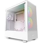 NZXT H5 Flow RGB Compact ATX Mid-Tower PC Gaming Case – High Airflow Perforated Front Panel Tempered Glass Side Cable Management 2 x F140 Core Fans 280mm Radiator Support White