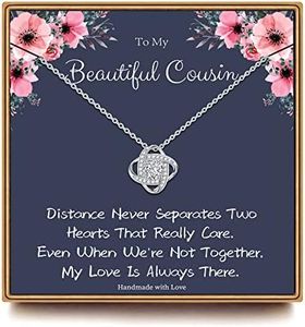 Ieftop Cousin Gifts, 14K White Gold Plated Love Knot Necklace Cousin Gifts for Women Cousin Birthday Gifts Cousin Necklaces Best Cousin Gifts