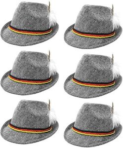 Nicky Bigs Novelties Pack of 6 Deluxe Wool Felt Gray German Oktoberfest Hats Lederhosen Costume Fedora Hats