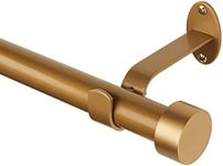 Elrene Home Fashions Serena 1" Window Drapery Single Curtain Rod with Contemporary Cap Finial, Metal, Soft Gold, 28" to 48" Adjustable Rod