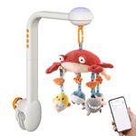 TUMAMA Baby Crib Mobile, Crib Toys with Projection Night Light, Music and Lights, Soft Plush Mirror Hanging Toys,Mute Spin Motor Nursery Toys for Infant 0 3 6 9 Month Newborn Xmas Gift